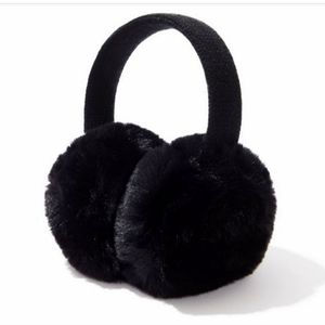 Aerosoles Plush Faux Fur Earmuffs Black NWT